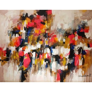 Mashkoor Raza, 48 x 60 Inch, Oil on Canvas, Abstract Painting, AC-MR-716